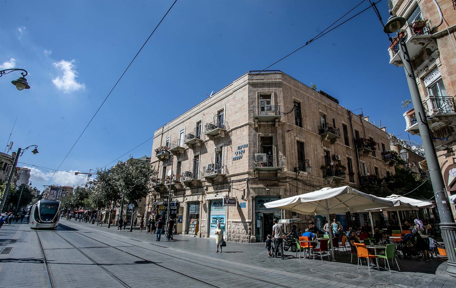 Our Hotel is located right in the centre of Jerusalem on Jaffa street, just off Ben-Yehuda street, right across Zion square, and near the new train station